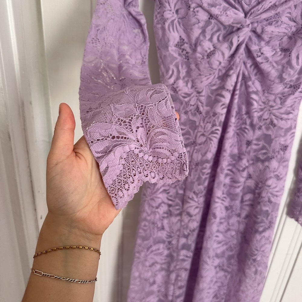 Rabanne Lavender Off the Shoulder Lace Dress - Picture 9 of 10